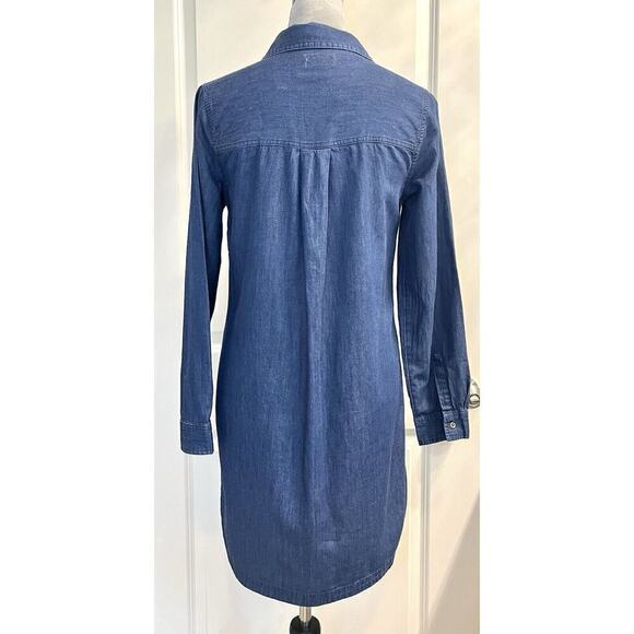 Old Navy Chambray Shift Tunic Dress Pullover 1/2 Button Up Long Sleeve Blue Sz S - Picture 4 of 8